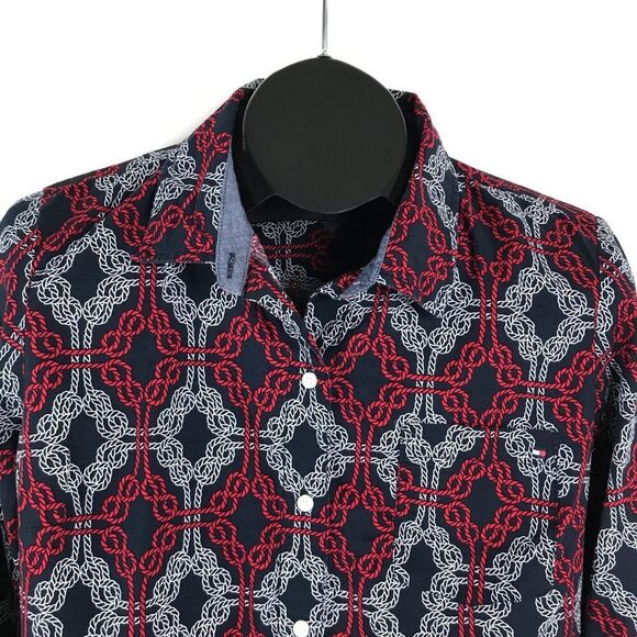 Tommy Hilfiger Cotton Printed Utility Shirt Women's Medium Nautical Button Up - Picture 5 of 11